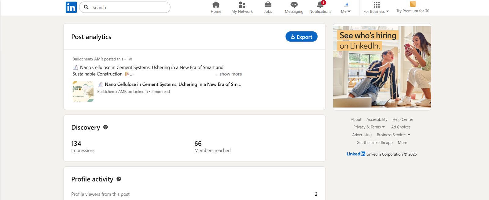 Linkedin screenshot-Nano Cellulose