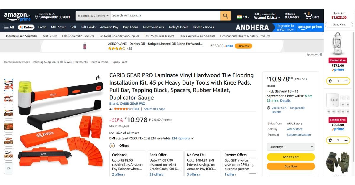 Essential tools for peel and stick vinyl floor tile installation kit from Amazon